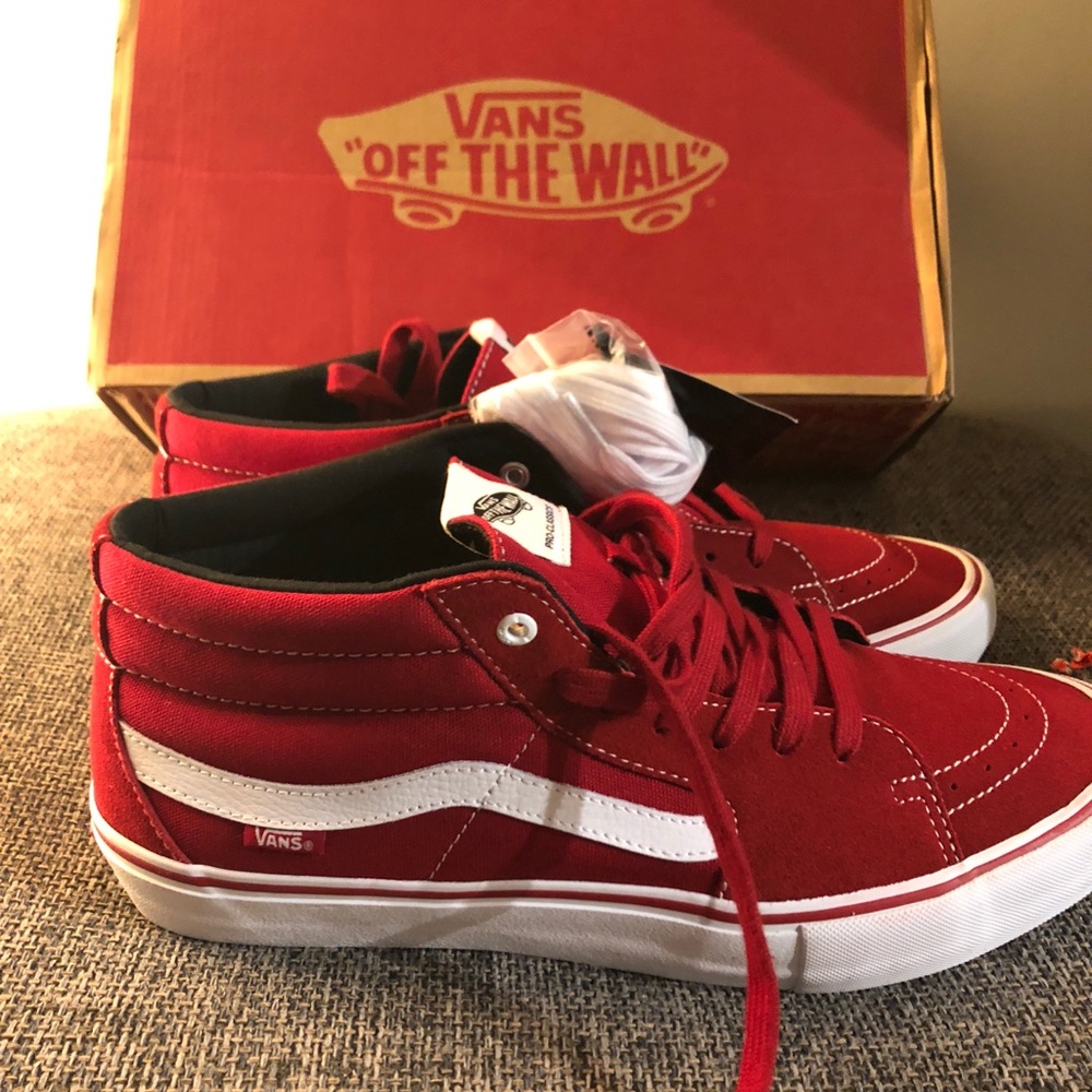 Vans Sk8 Mid Pro Scarlett Red and White